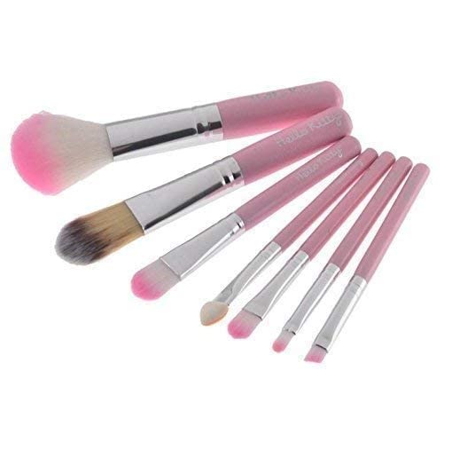 RJGUDDU TYA Fashion 6155 Professional 7-Piece Pink Makeup Brush Set with 36H Long-Lasting Eyeliner, Kajal Pencil & 2 Multicolor Blending Sponges - 12-Pack Makeup Kit for Daily Use, Party & Special Occasions