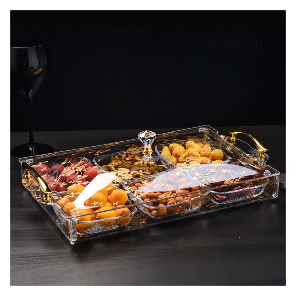 Stylish Compartment Trays with Lid - Versatile Candy & Snack Organizer, Home Decor for Living Room, Kitchen, and Dining | Perfect for Fruits, Nuts, Party Serving (Size B)