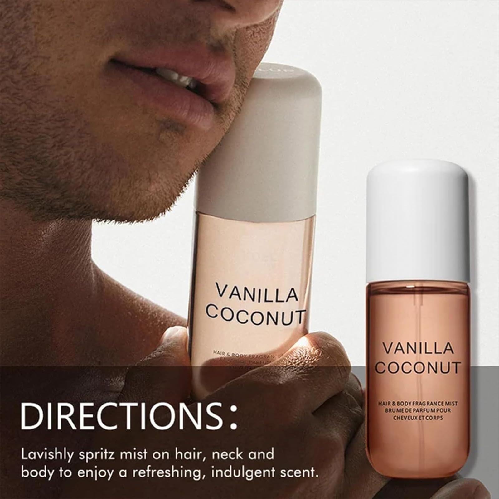 Vanilla Coconut Perfume Body Spray - Long Lasting Tropical Coconut & Vanilla Fragrance, Natural Skin Body Mist for Women, Clean & Healthy Scent - Perfect for Daily Wear, Work & Date Nights (Violet)