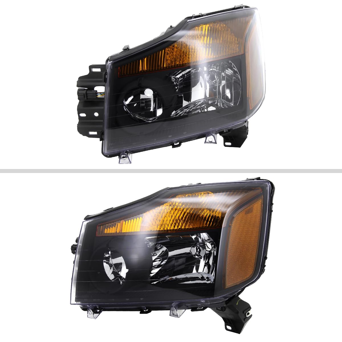 04-15 Nissan Titan & 04-07 Nissan Armada Black Headlights Pair - Durable LED Replacement Lamps for Off-Road & Night Driving