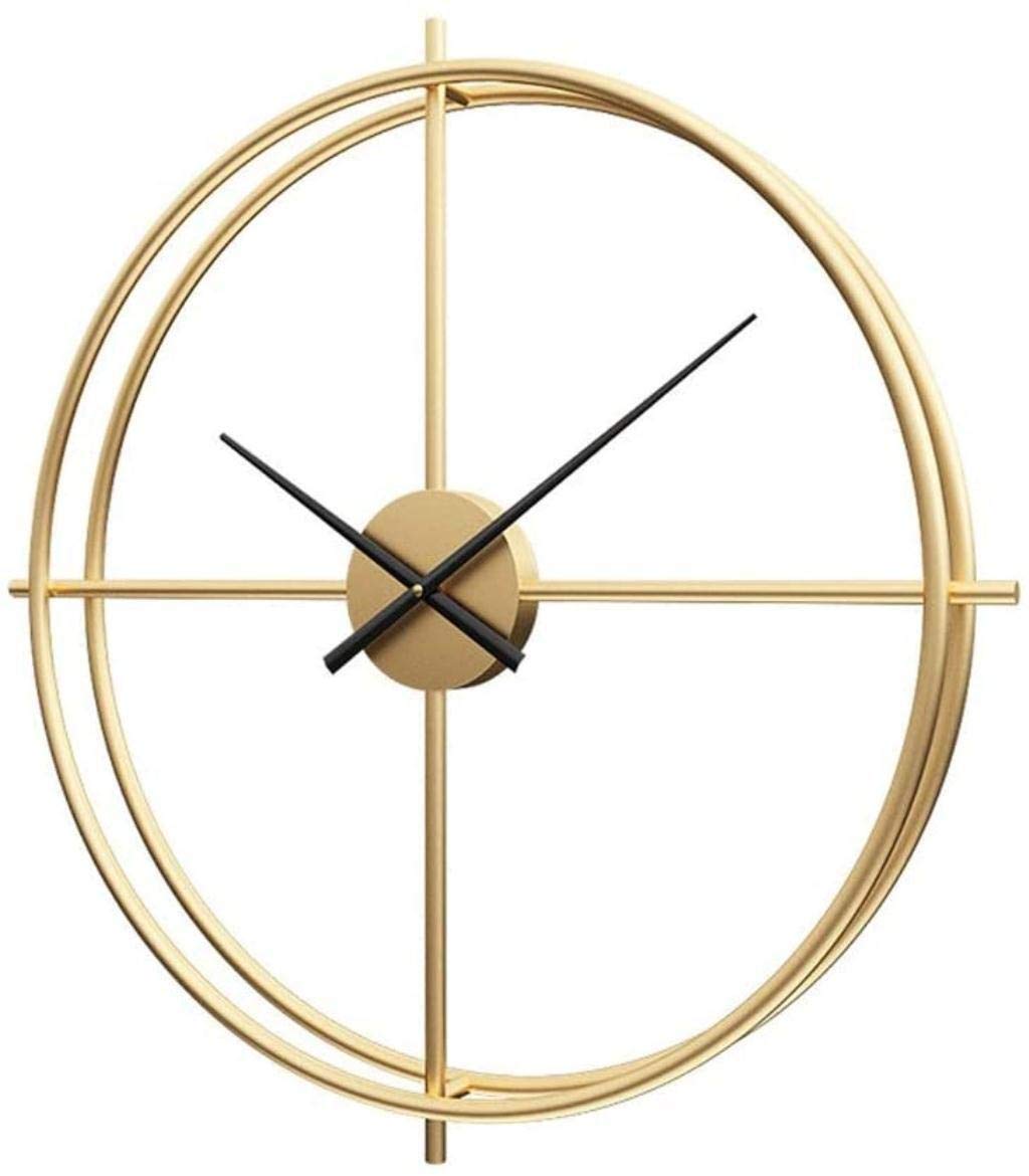 HUANE Silent Alarm Clock - Elegant Round Wall Clock with Golden Metal Finish | Perfect for Bedroom, Office, and Home Decor