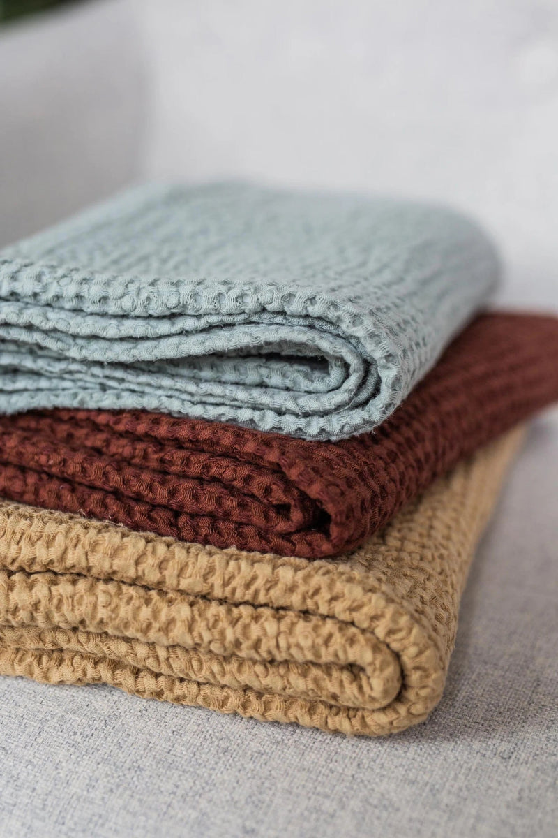 Premium Linen Waffle Bath Towel Set of 3 - Ultra Soft & Absorbent Quick-Dry Towels for Spa, Bathroom & Luxury Home Use