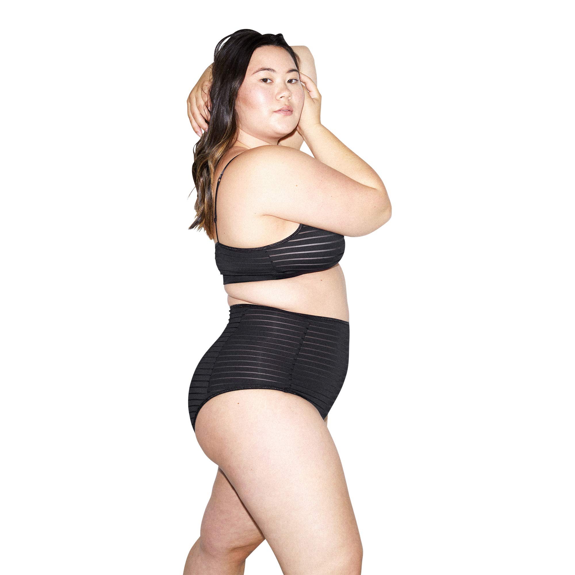 American Apparel Women's Cross Front Bralette - Sleeveless Shadow Stripe Lace Underwire Bra for Comfort & Support | Perfect for Yoga, Lounge Wear & Layering