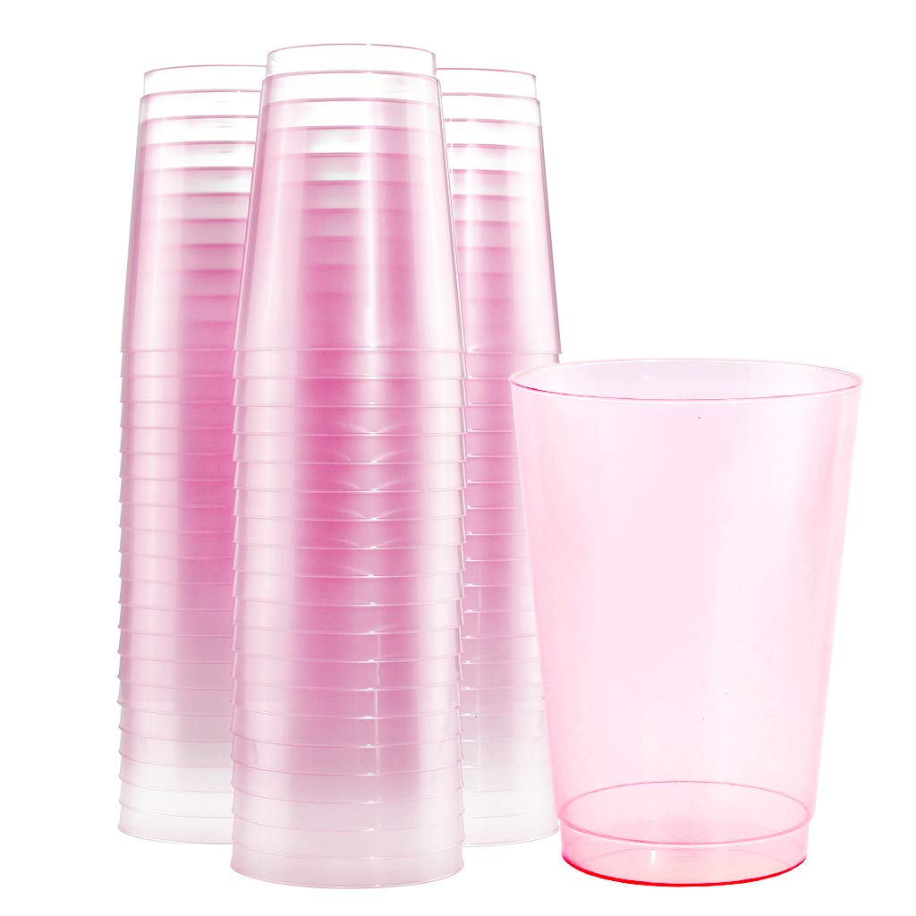 100-Pack 12oz Pink Plastic Cups - Unbreakable Disposable Drinking Cups for Weddings, Parties & Valentine's Day - Premium Quality, BPA-Free - Perfect for Cocktails, BBQs, and Birthday Celebrations