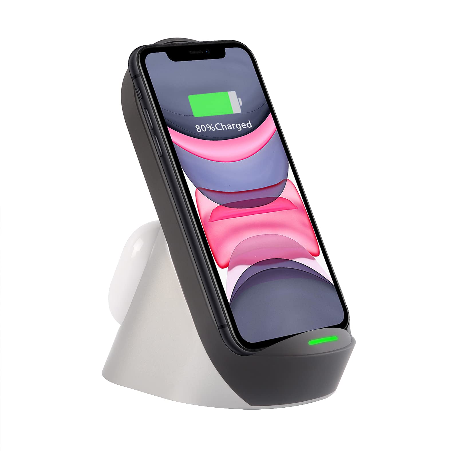 2 in 1 Magnetic Wireless Charger for iPhone 14/13/12/11 Pro Max & AirPods Pro 3/2 | Qi Certified Fast Charging Stand | Portable Travel Charging Station for Apple Products | Perfect for Home, Office & Car Use - Black