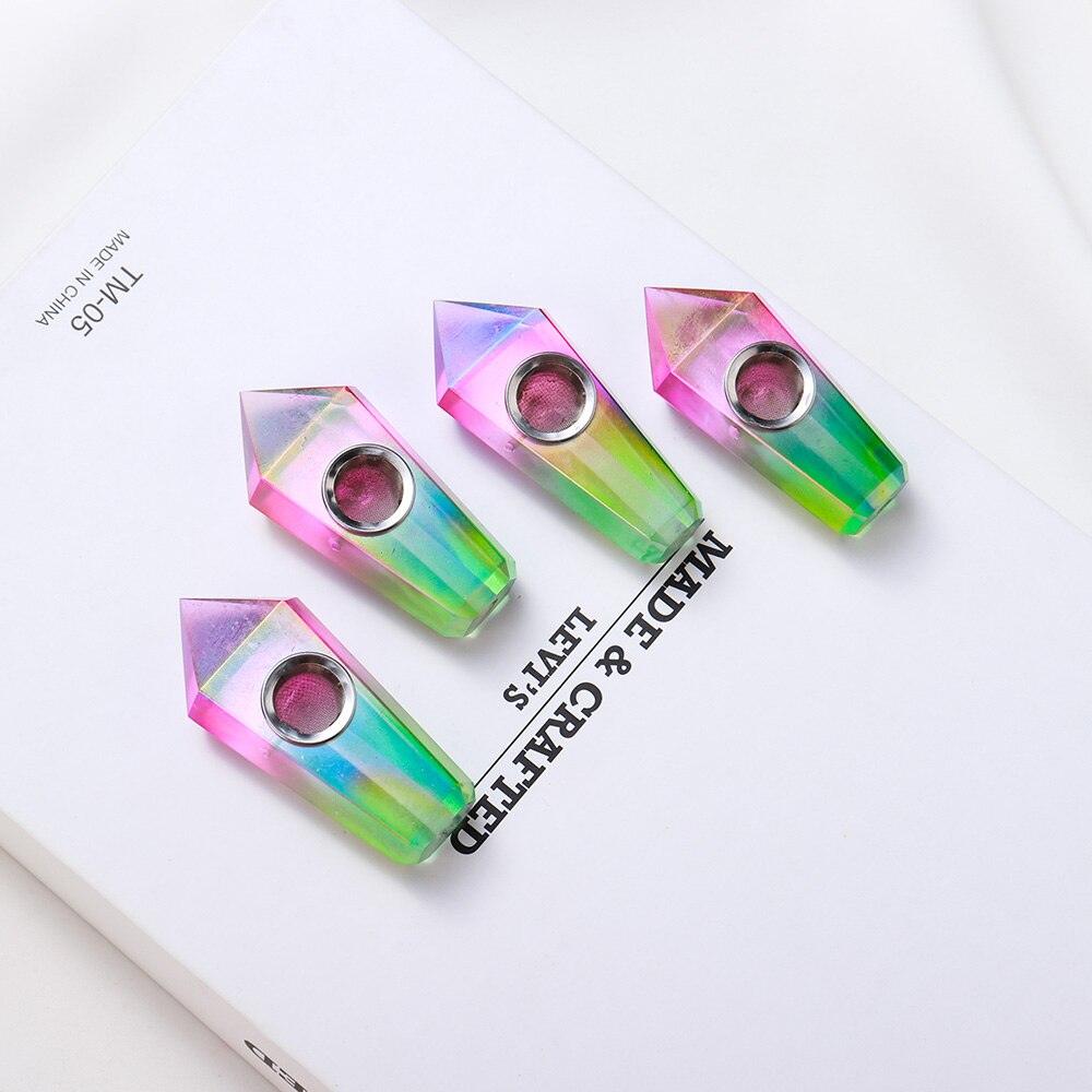 Mini Crystal Smoke Pipe - Electroplated Rainbow Reiki Quartz Glass Pipe for Herbal Use | Perfect for Meditation, Relaxation & Spiritual Rituals