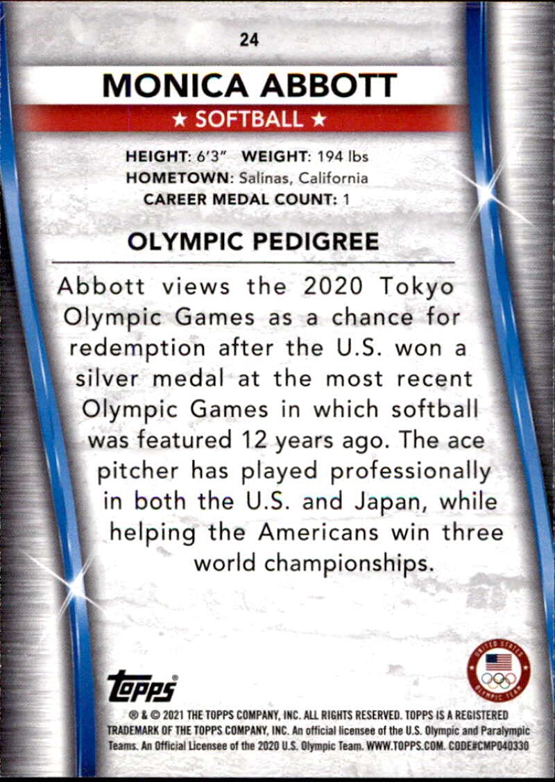 2021 Topps US Olympics & Paralympics Team Hopefuls #24 Monica Abbott Softball Card - Multi-Sport Trading Card for Collectors & Fans | Perfect for Sports Memorabilia Collections & Gift Giving