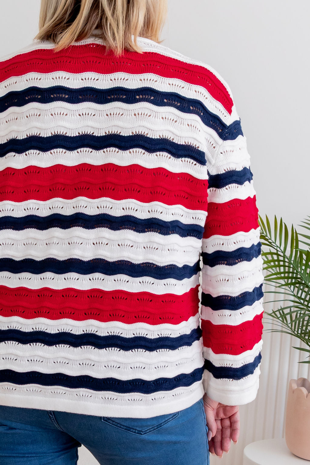 Nautical Waves Knit Sweater - Stylish & Comfortable Pullover for Women | Perfect for Casual Outings & Beach Vacations