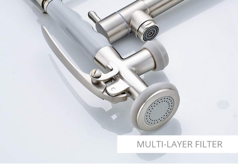 Nickel Brushed Kitchen Faucet with Dual Spray Swivel Spout - Adjustable Hot & Cold Water Mixer Tap for Modern Sink - Perfect for Cooking, Dishwashing & Kitchen Cleaning