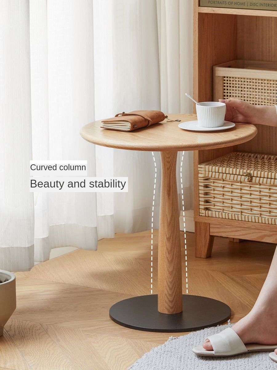 Solid Wood Round Side Table - Oak, Black Walnut, Cherry - Modern End Table for Living Room, Bedroom & Office