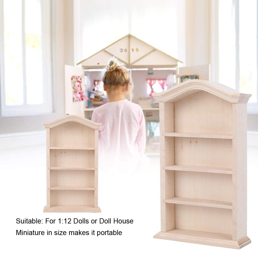 1:12 Scale Miniature Wooden Bookshelf for Dollhouse - Doll Furniture Accessory, DIY Dollhouse Decor, Perfect for Collectors & Kids Playroom Display