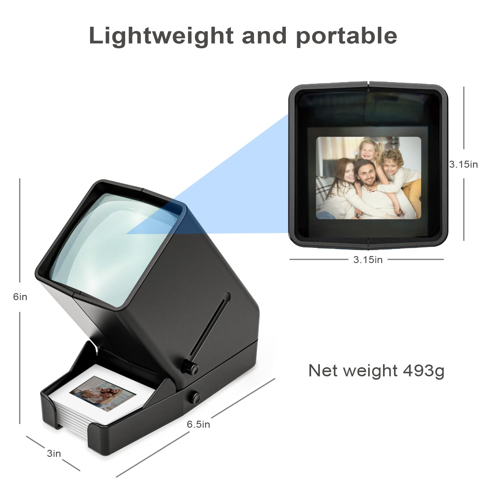 35mm Slide Viewer with 3X Magnification - USB Powered & Battery Operated for 35mm Slides & Film Negatives (Includes 4AA Batteries) - Perfect for Home Archiving, Photography Enthusiasts & Classroom Presentations