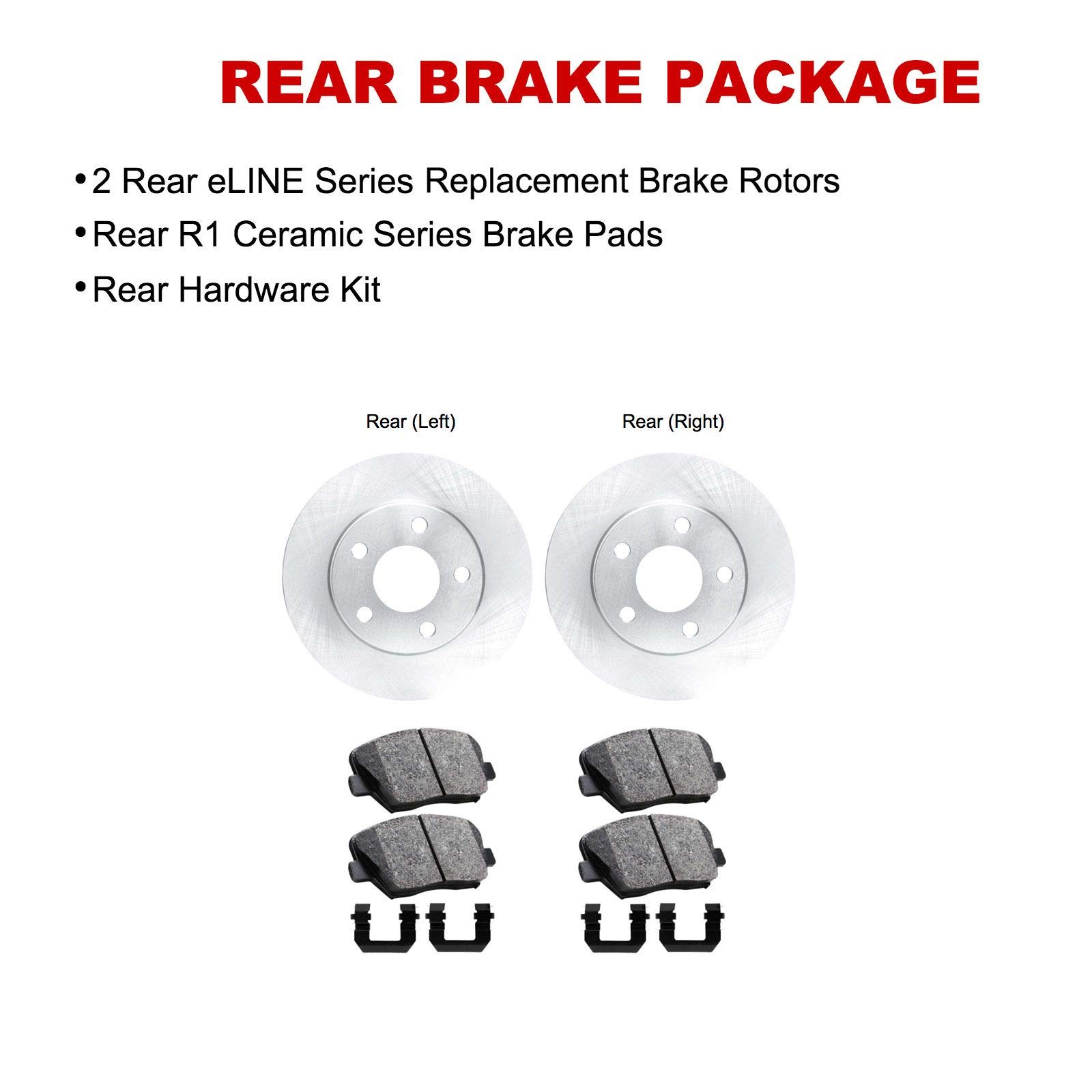 R1 Concepts Rear Brake Pads and Rotors Kit - Semi Metallic Brake System with Hardware (REB.66046.04) | Perfect for Truck, SUV & Performance Vehicle Upgrades | Safe Stopping Power for Highway & Off-Road Driving