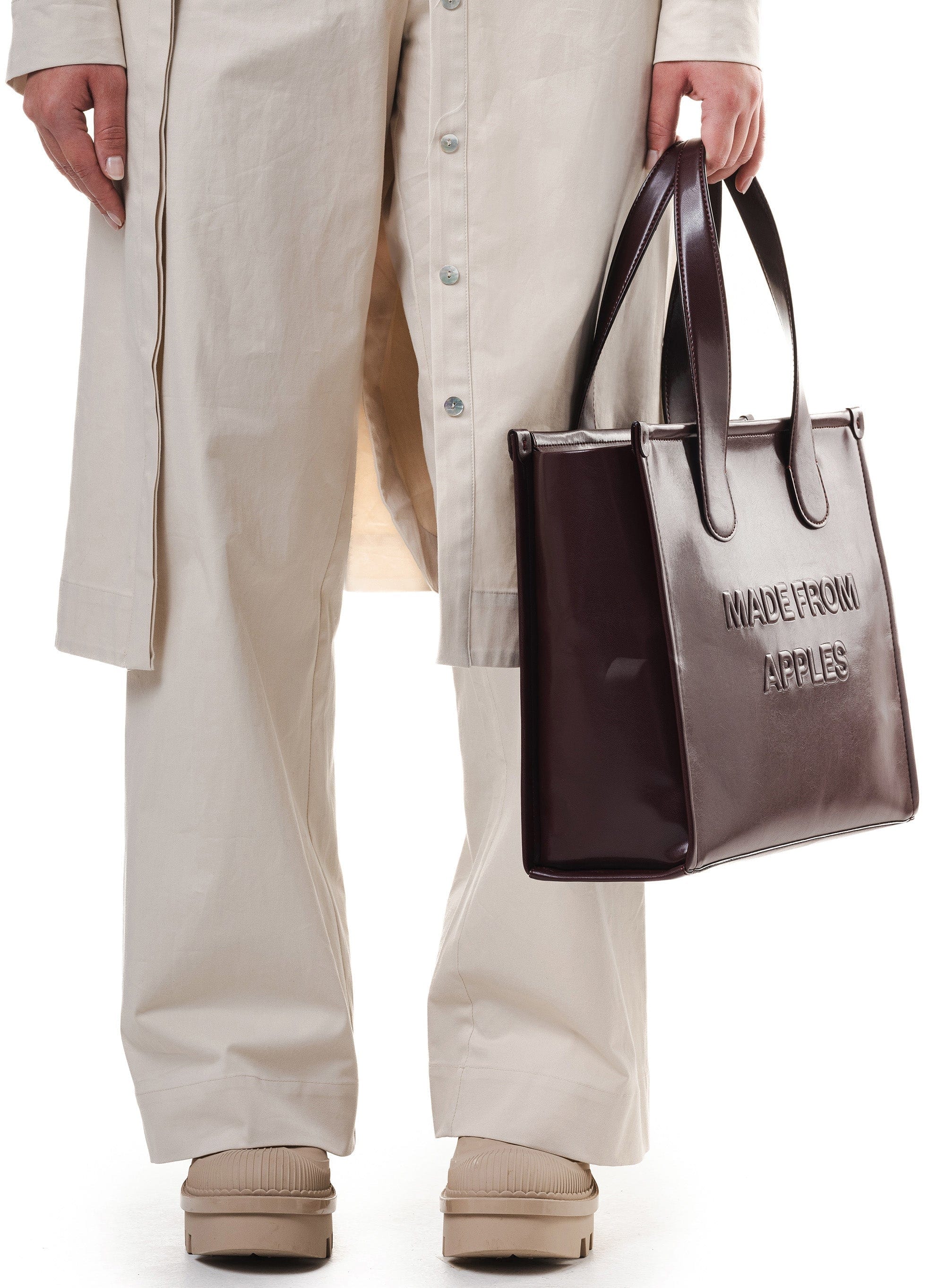 Alma L Apple Leather Vegan Tote Bag for Women | Eco-Friendly Cruelty-Free Handbag | Perfect for Work, Travel & Everyday Use | Plum Color