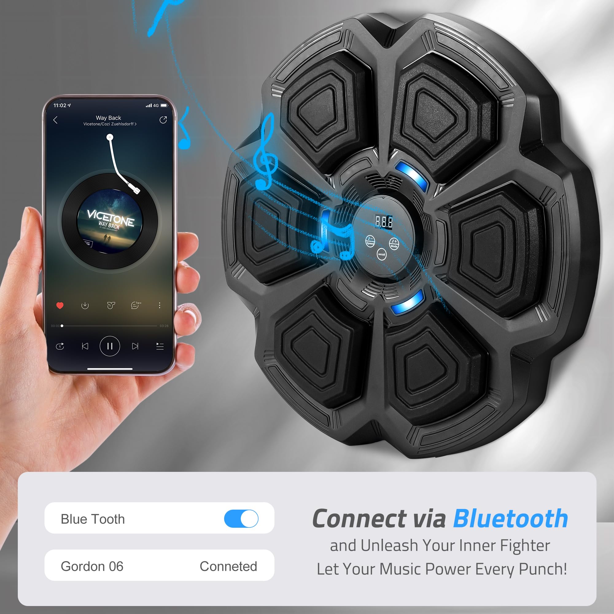 Smart Wall Mounted Music Boxing Machine for Adults & Kids - Electronic Punching Bag with Gloves for Home Gym & Fitness Training | Perfect for Cardio Workouts, Stress Relief & Family Fun