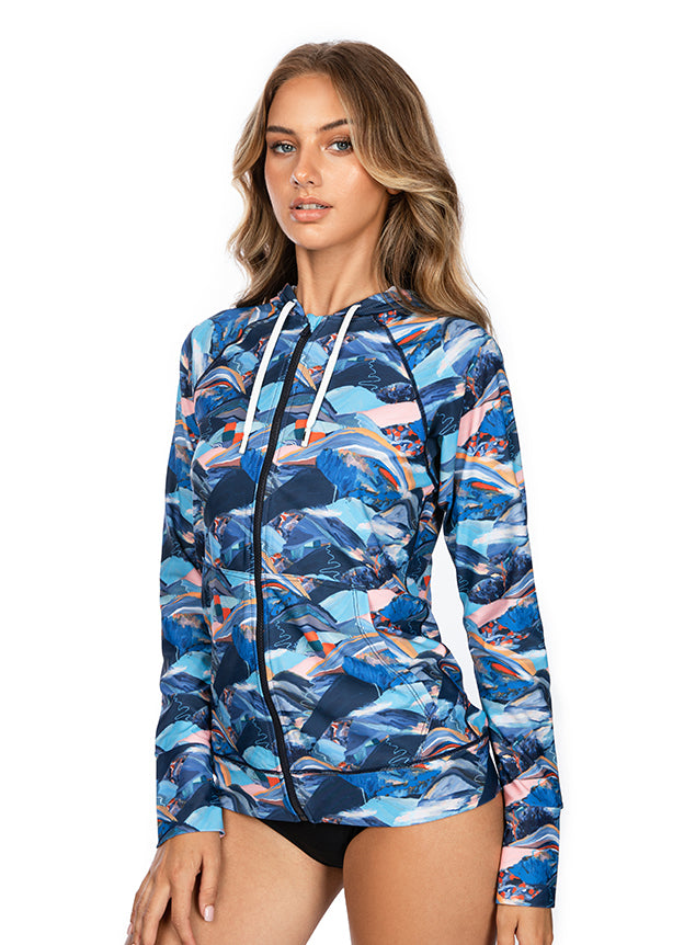 Axesea Feeling Nature Hoodie Rash Guard Top - UPF 50+ Sun Protection for Surfing, Swimming & Outdoor Activities