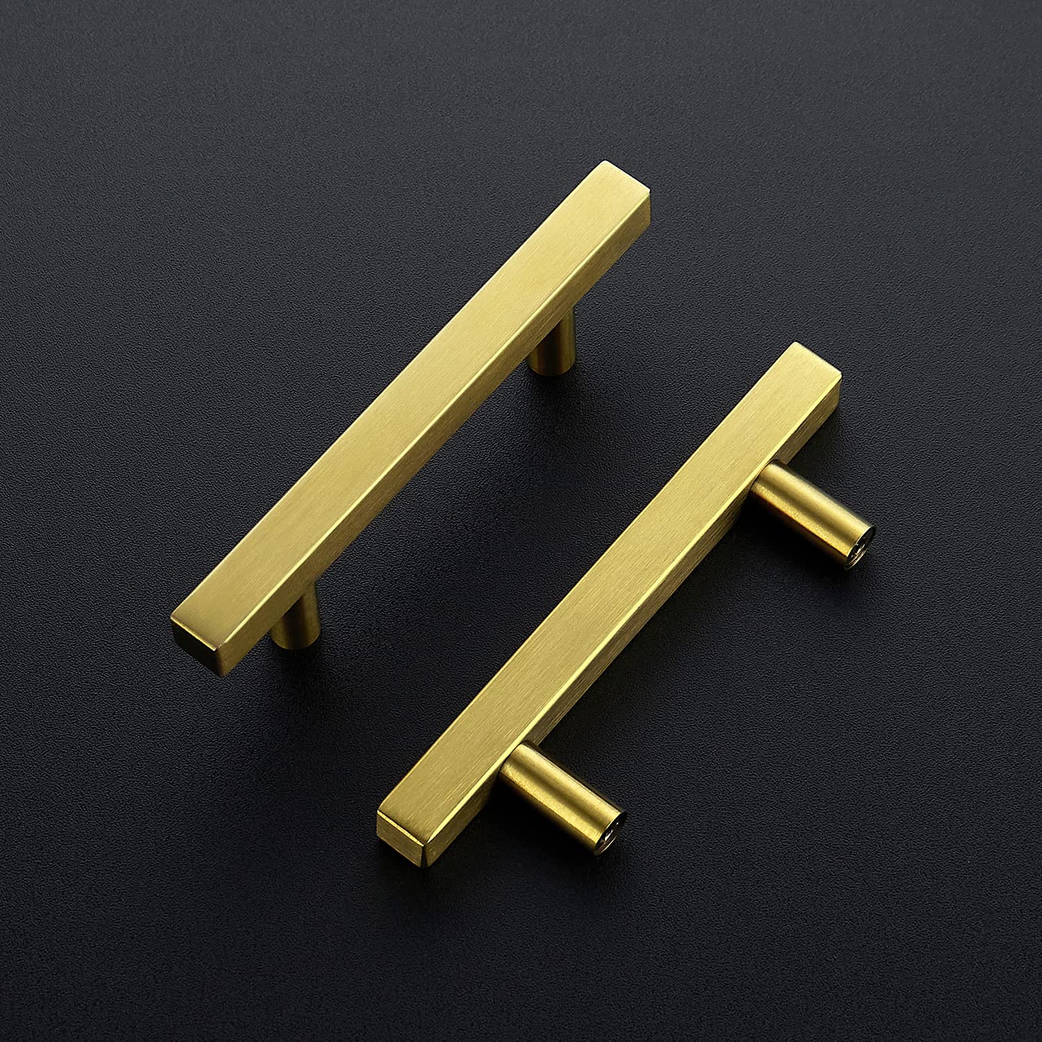 30 Pack 5 Inch Square Cabinet Pulls - Brushed Brass Stainless Steel Kitchen Drawer Handles (5