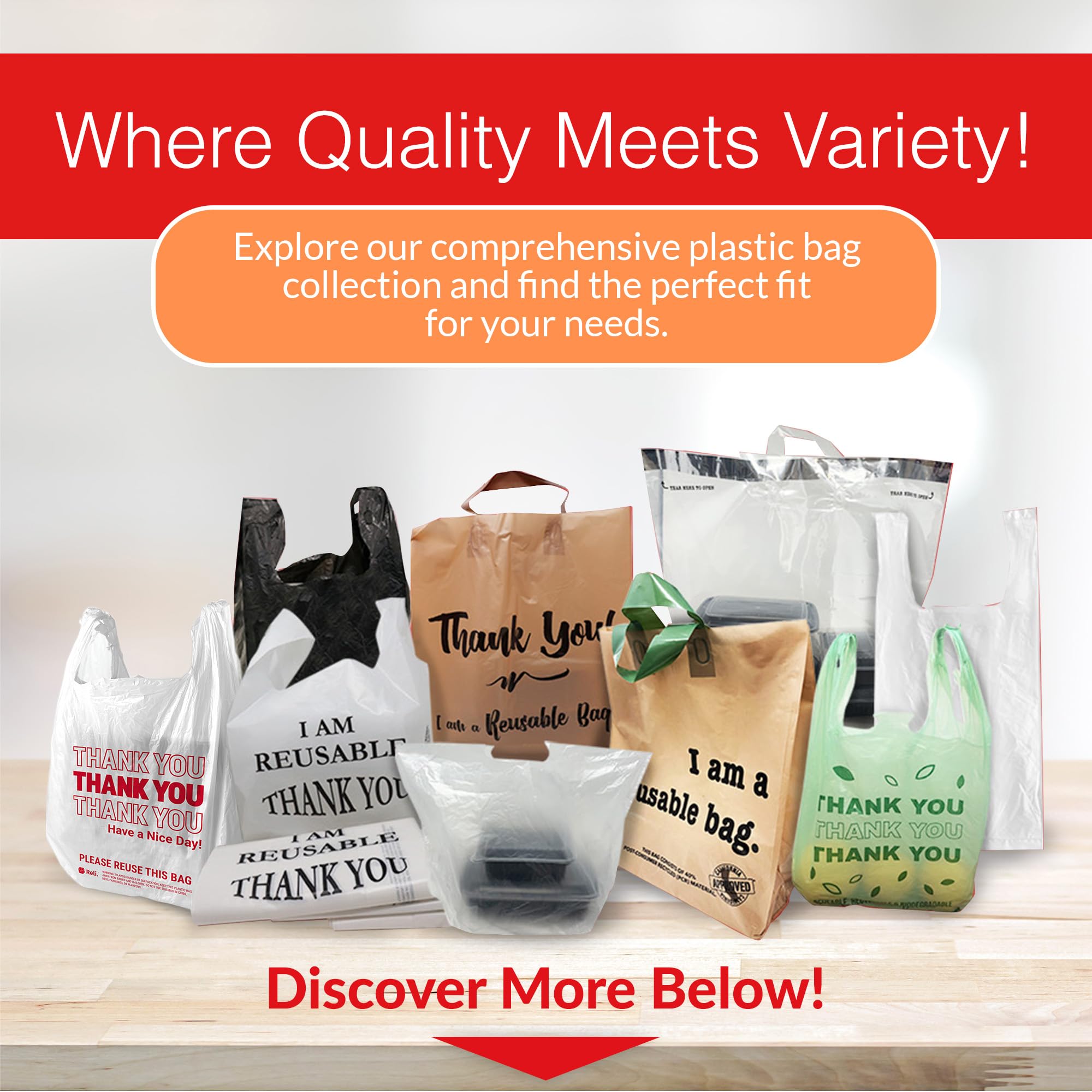 Reliable Plastic Thank You Bags (1050 Count) | White Grocery Bags with Handles | Durable Shopping Bags for Retail Stores, Groceries & Gift Packaging
