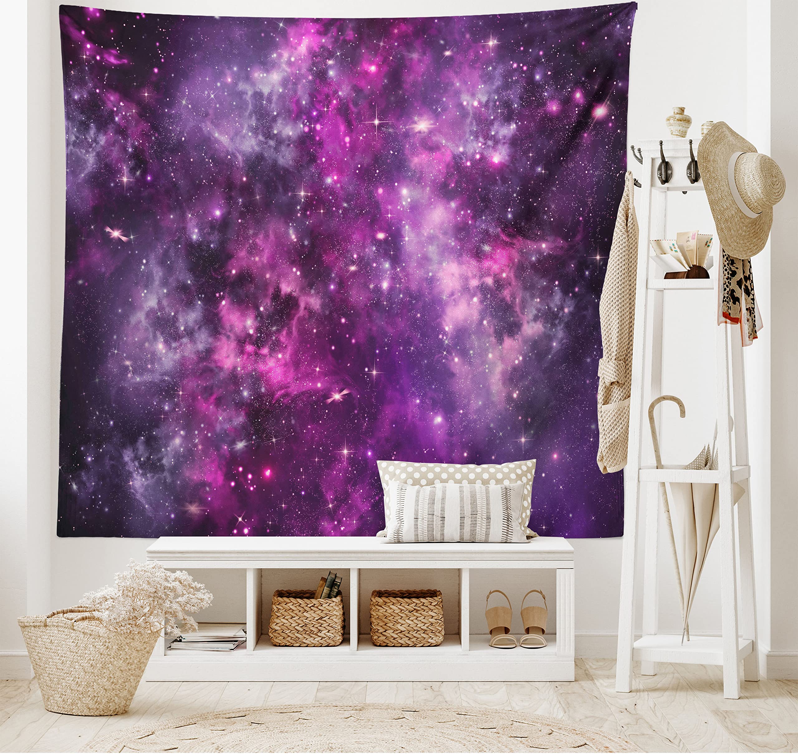 Ambesonne Purple Galaxy Tapestry - Outer Space Nebula with Star Clusters Wall Hanging Decor for Bedroom, Living Room, Dorm - 60