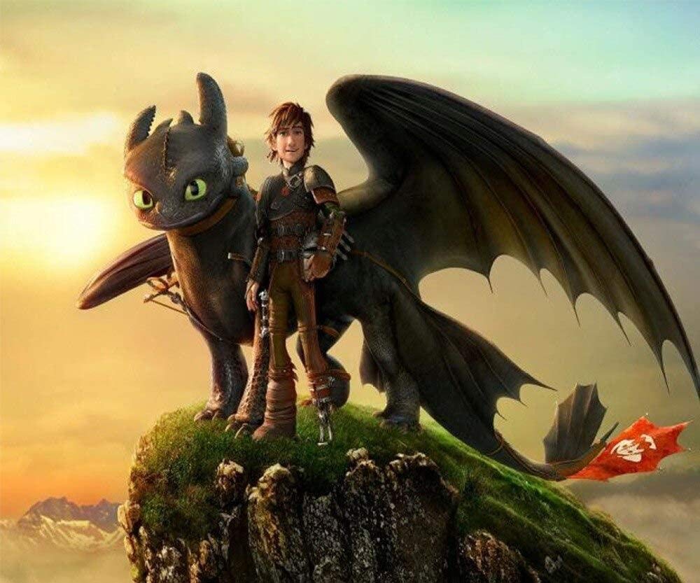 5D Diamond Painting Kit - How to Train Your Dragon DIY Full Drill Diamond Art - Round & Square Rhinestone Mosaic Cross Stitch - 40x50cm Home Wall Decor - Perfect for Relaxation, Gift Giving & Creative Craft Projects
