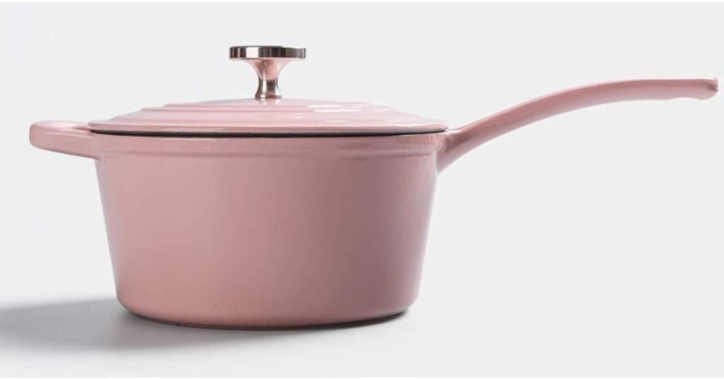 Cast Iron Enamel Non-Stick Wok Milk Pot - 2.5QT Dutch Oven for Cooking Noodles, Porridge & Soup | Stovetop & Oven Safe | Perfect for Home Kitchen, Camping & Gifts (One Color)