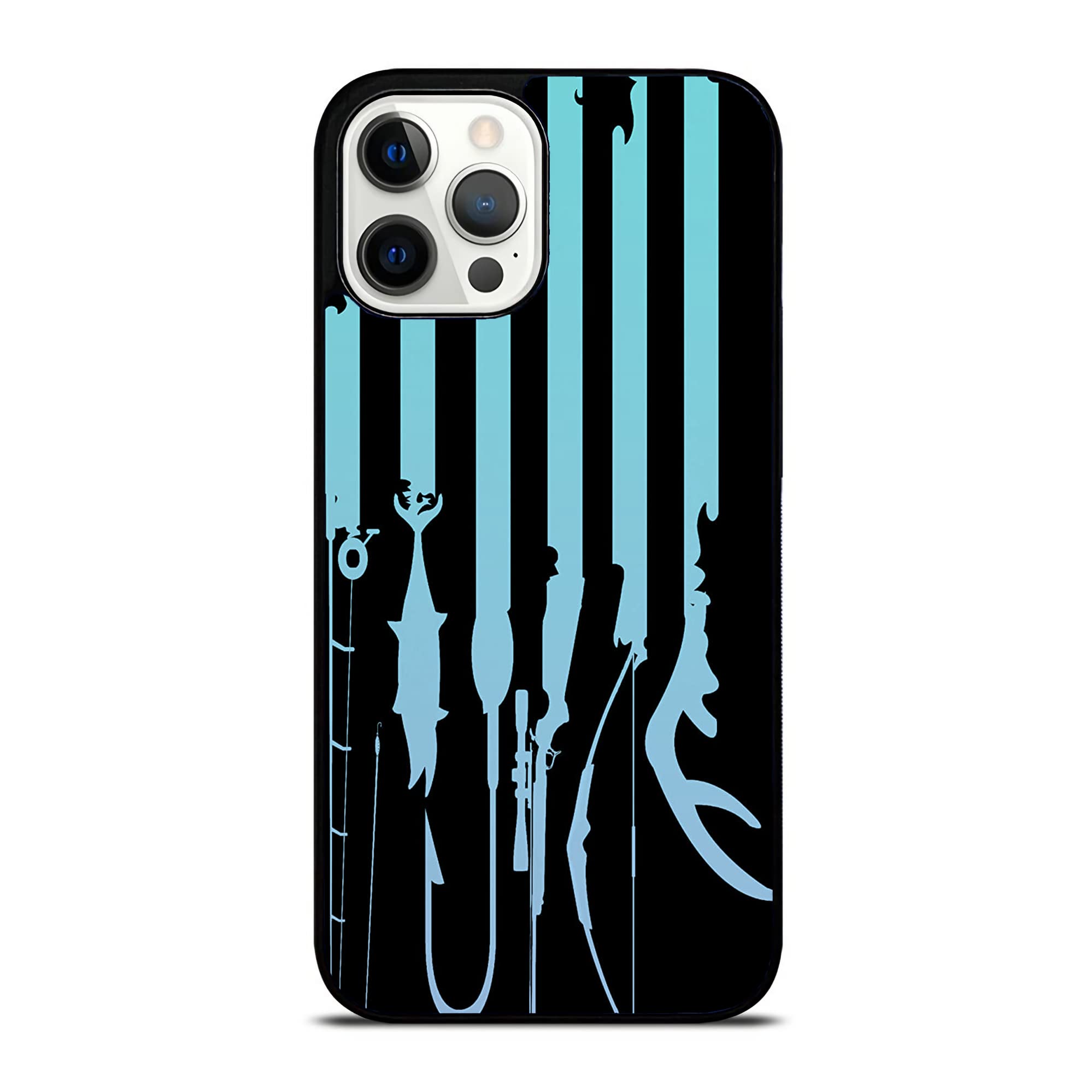 USA Flag Hunting & Fishing Themed iPhone Case - Compatible with iPhone 14/13/12/11/X/XS/XR/8/7/6/6s Plus/Mini/Pro/Max - Patriotic Outdoor Adventure Phone Cover for Camping, Hiking & American Pride Display