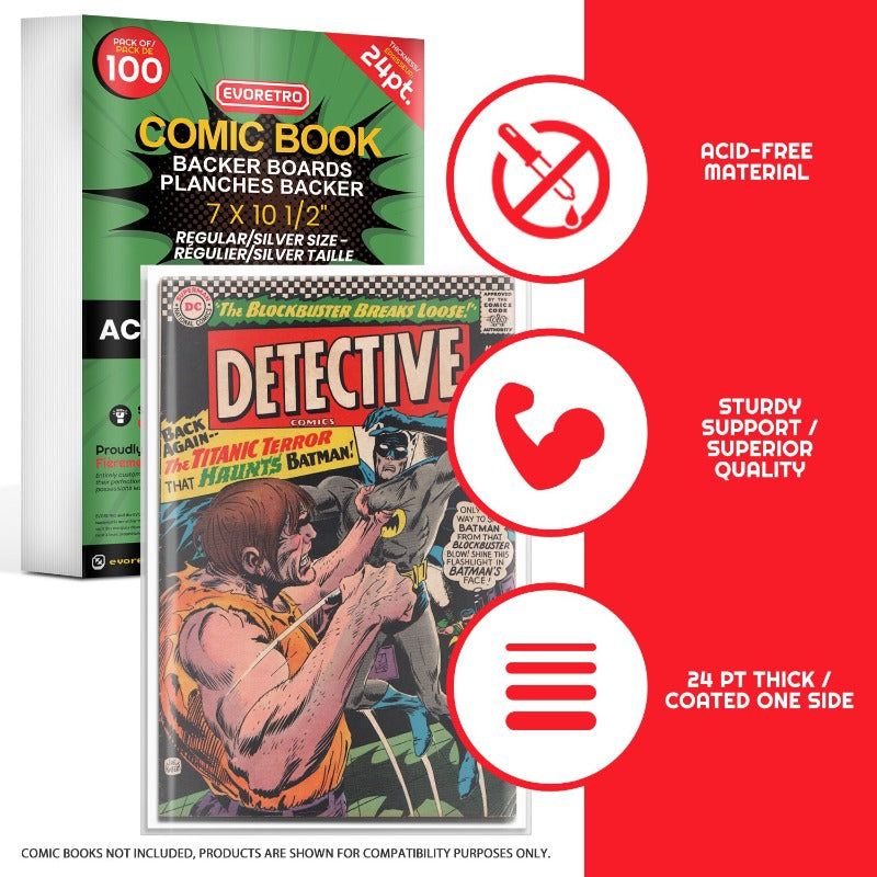Silver Age Comic Backer Board 24PT - Acid-Free Cardboard Backing for Comic Book Protection | Perfect for Collectors, Storage & Display