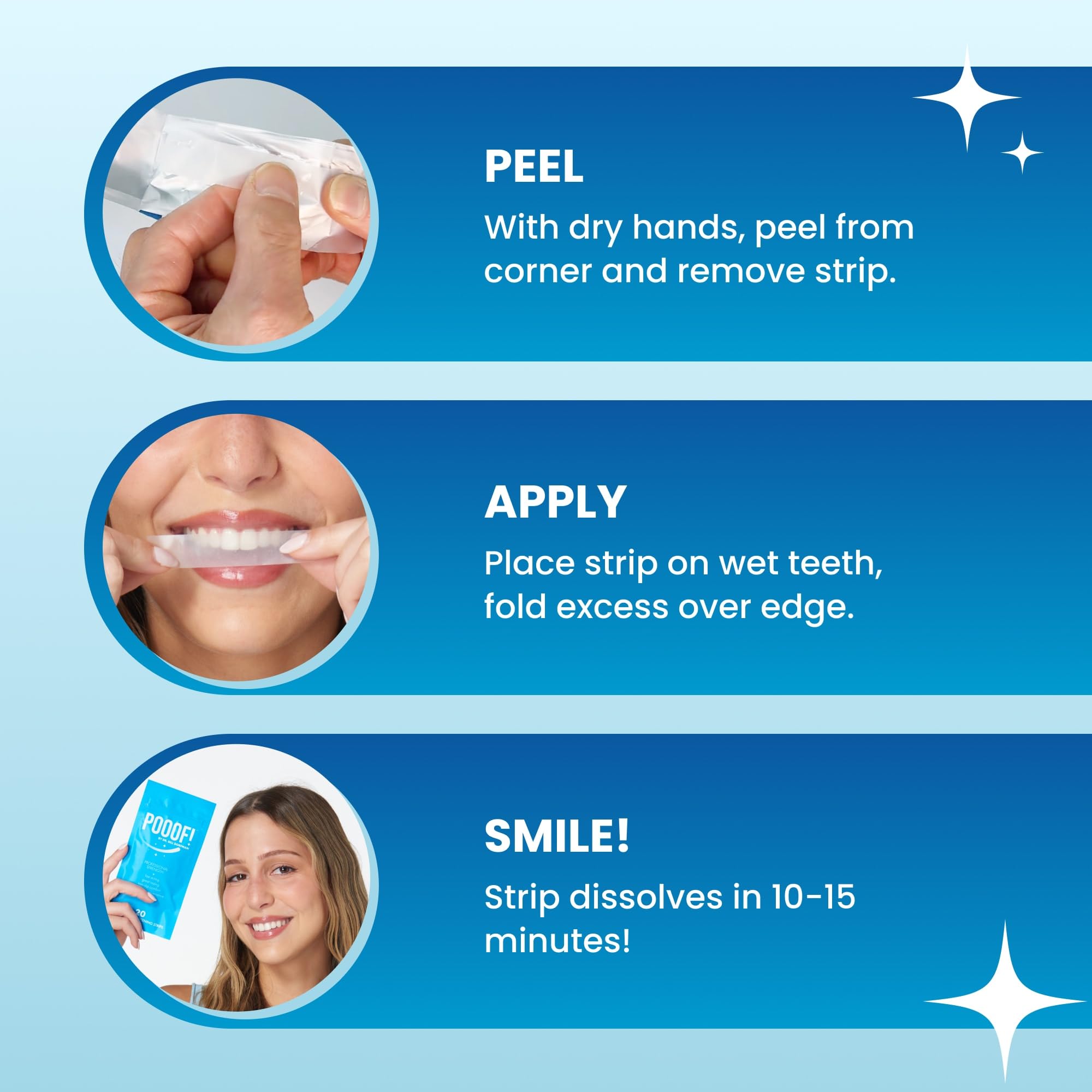 Dr. Bill Dorfman POOOF!® Rapid Dissolving Teeth Whitening Strips - Enamel Safe, Polar Mint Flavor, 20 Strips Pack | Professional At-Home Teeth Whitening Solution for Brighter Smile, Perfect for Weddings, Job Interviews & Special Occasions