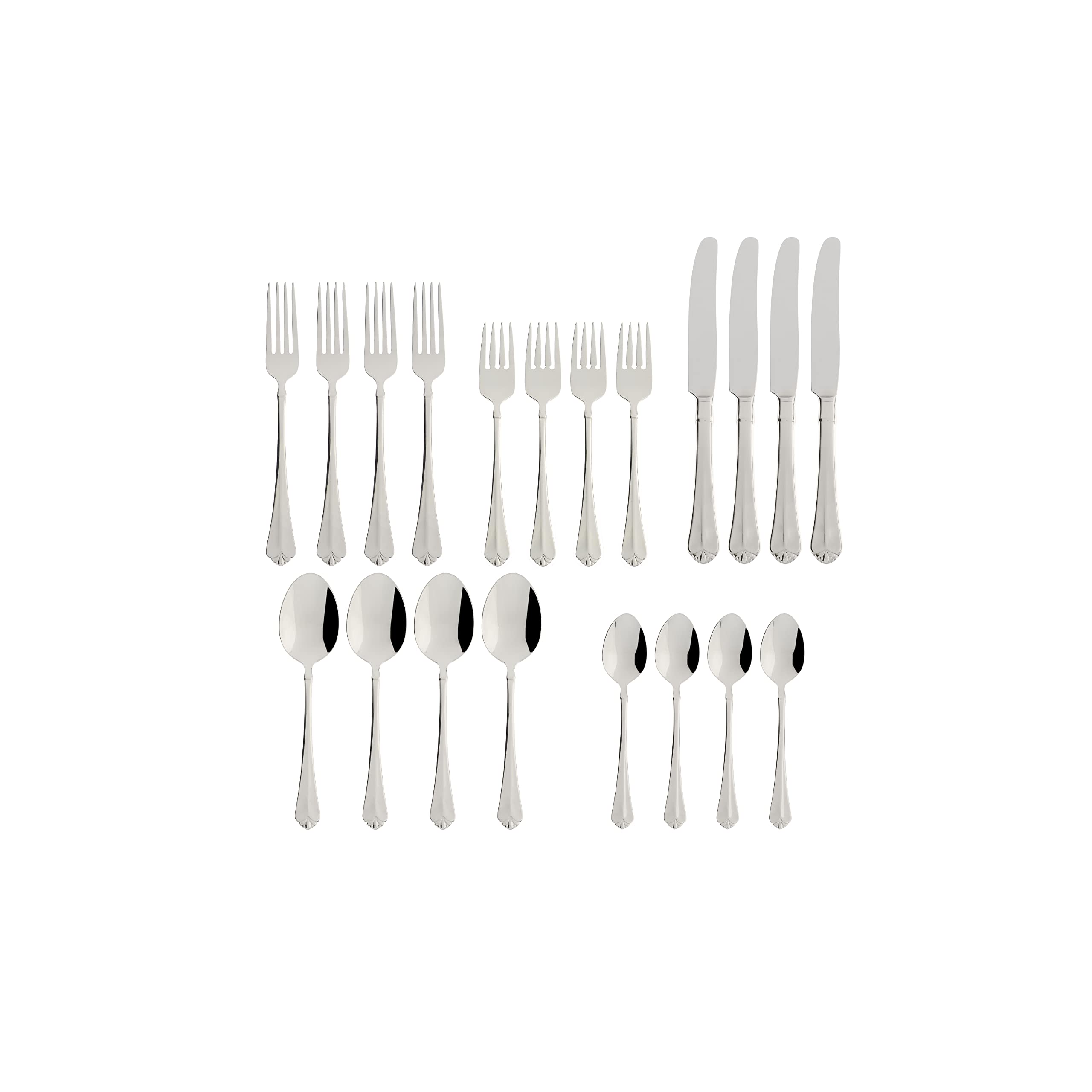 Oneida Julliard 20-Piece Stainless Steel Flatware Set - Service for 4 - Elegant Dining Utensils for Everyday Meals & Dinner Parties - Dishwasher Safe Silverware Set
