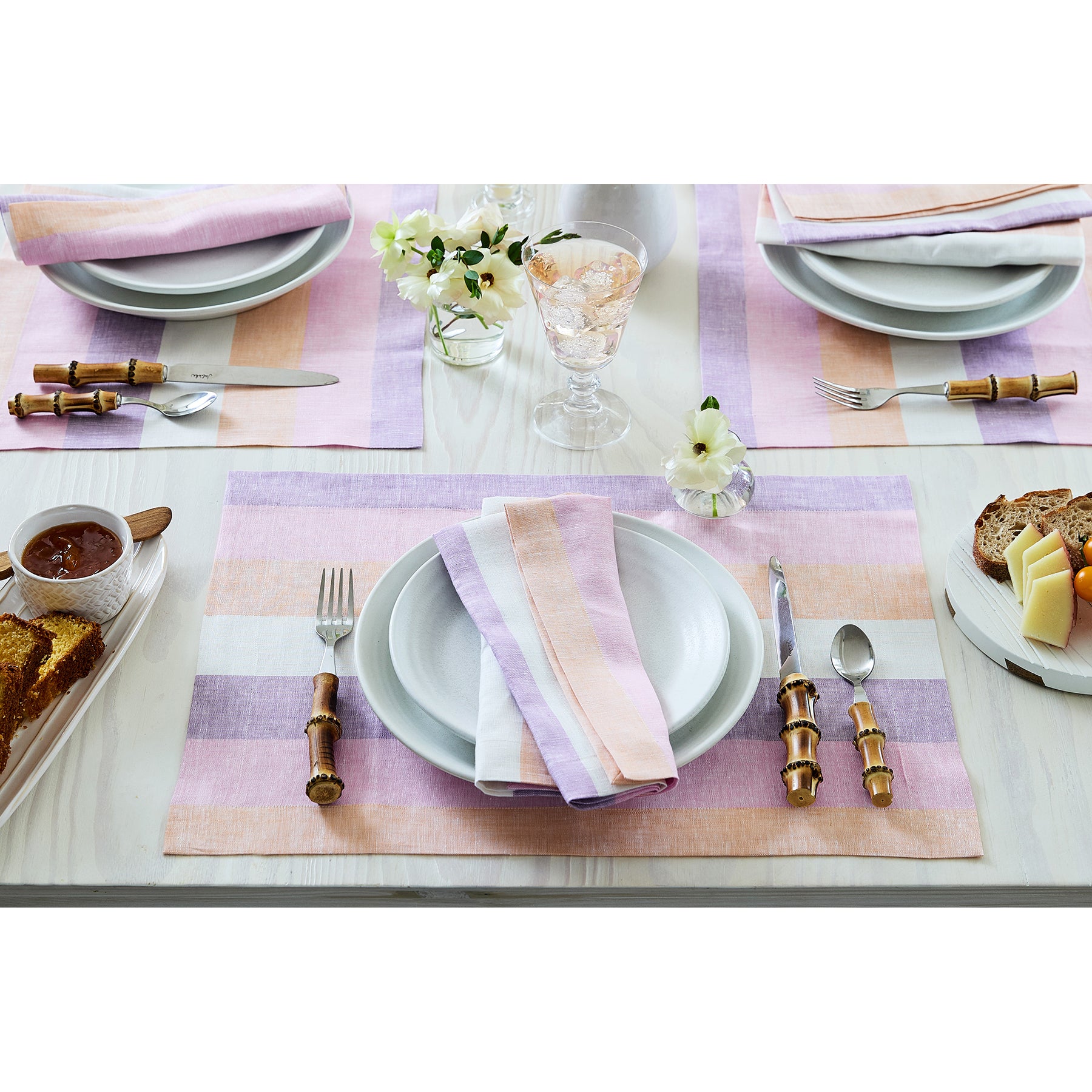 Premium Gelato Stripe Cotton Placemats Set of 4 - Waterproof & Heat-Resistant Dining Table Mats for Everyday Use, Dinner Parties & Home Decor