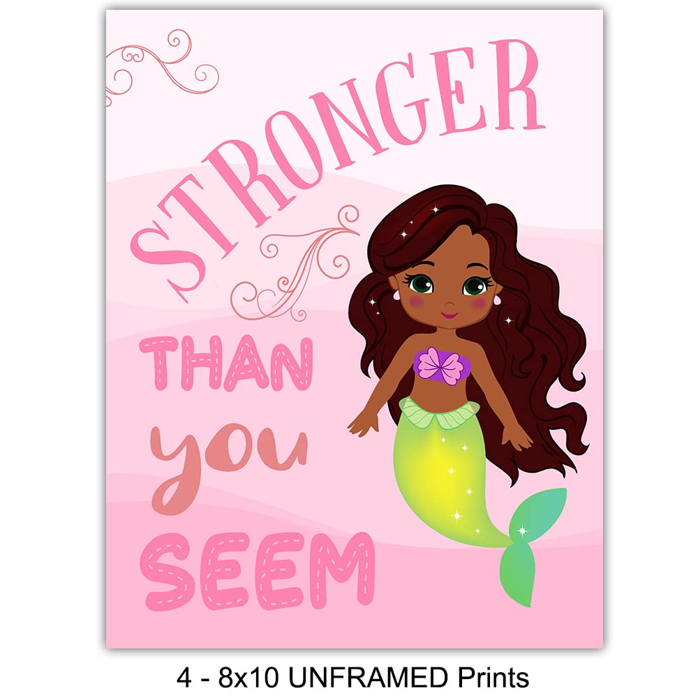 Black Girls Wall Art - African American Girl Wall Decor - Pink Princess Wall Decor for Toddler & Little Girls Bedroom - Cute Girls Room Decor & Baby Girl Nursery Decorations - Positive Affirmation Daughter Gifts for Birthday, Christmas & Room Makeover