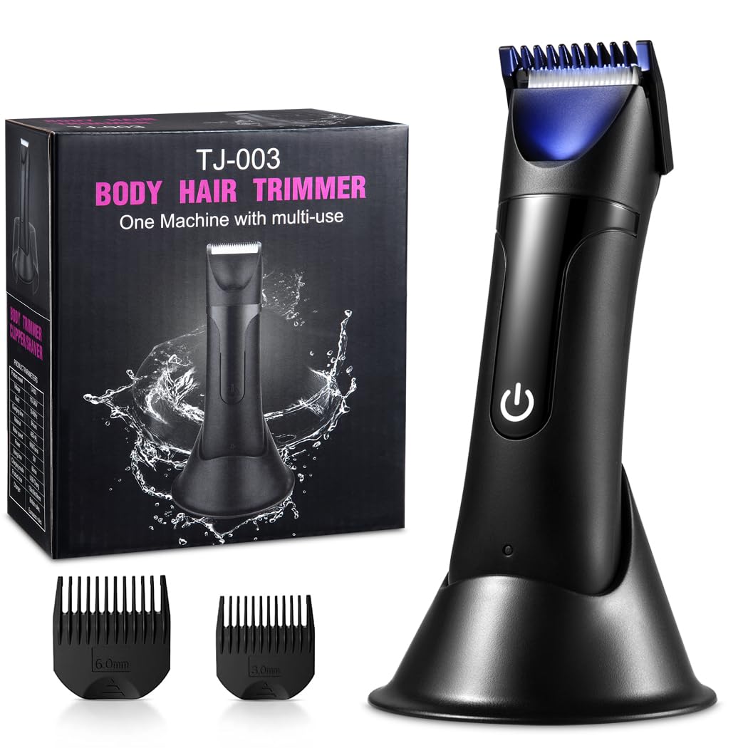 Men's Electric Body Groomer & Groin Hair Trimmer - Waterproof Wet/Dry Shaving with LED Light & Mirror - Rechargeable Personal Grooming Kit for Smooth Skin - Perfect for Travel, Gym & Home Use