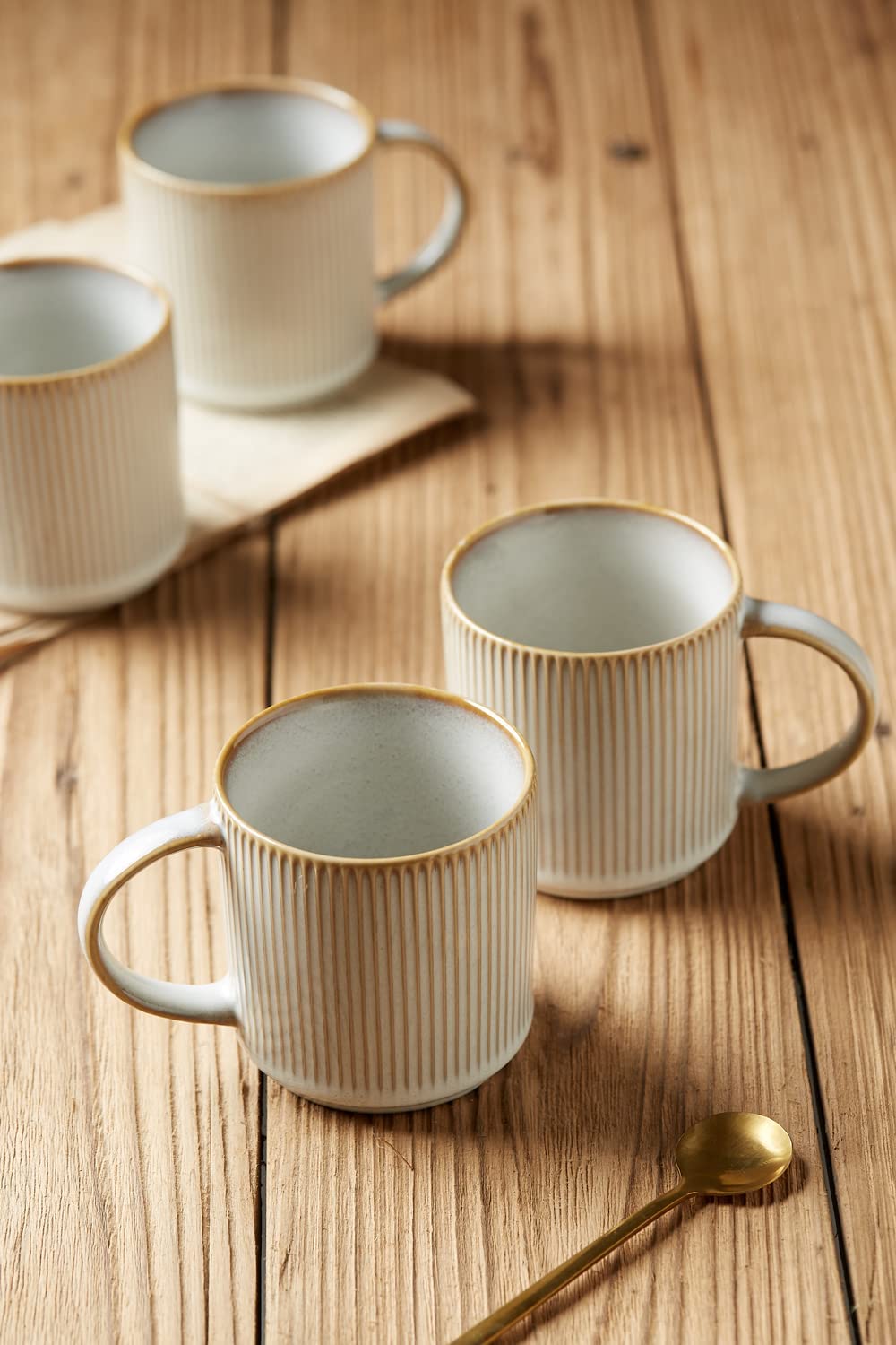 Famiware 12 oz Ceramic Coffee Mug Set of 6 - White Stoneware Cups with Handles for Coffee, Tea, Hot Chocolate & Milk - Durable Drinkware for Home, Office, Restaurant & Catering Use