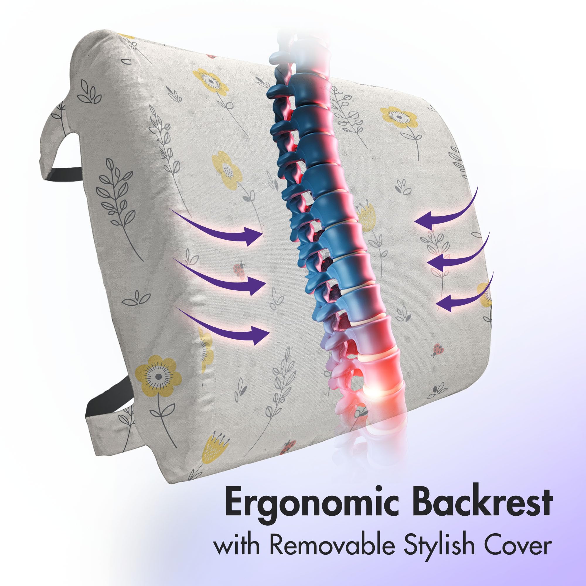Ambesonne Ladybug Lumbar Support Pillow - High Density Foam for Office Chair & Car Seat - 14