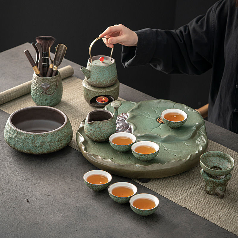 Premium Japanese Tea Set with Bamboo Leaf Tray - Authentic Matcha Ceremony Kit for Home & Office Use | Traditional Zen Gift for Tea Lovers