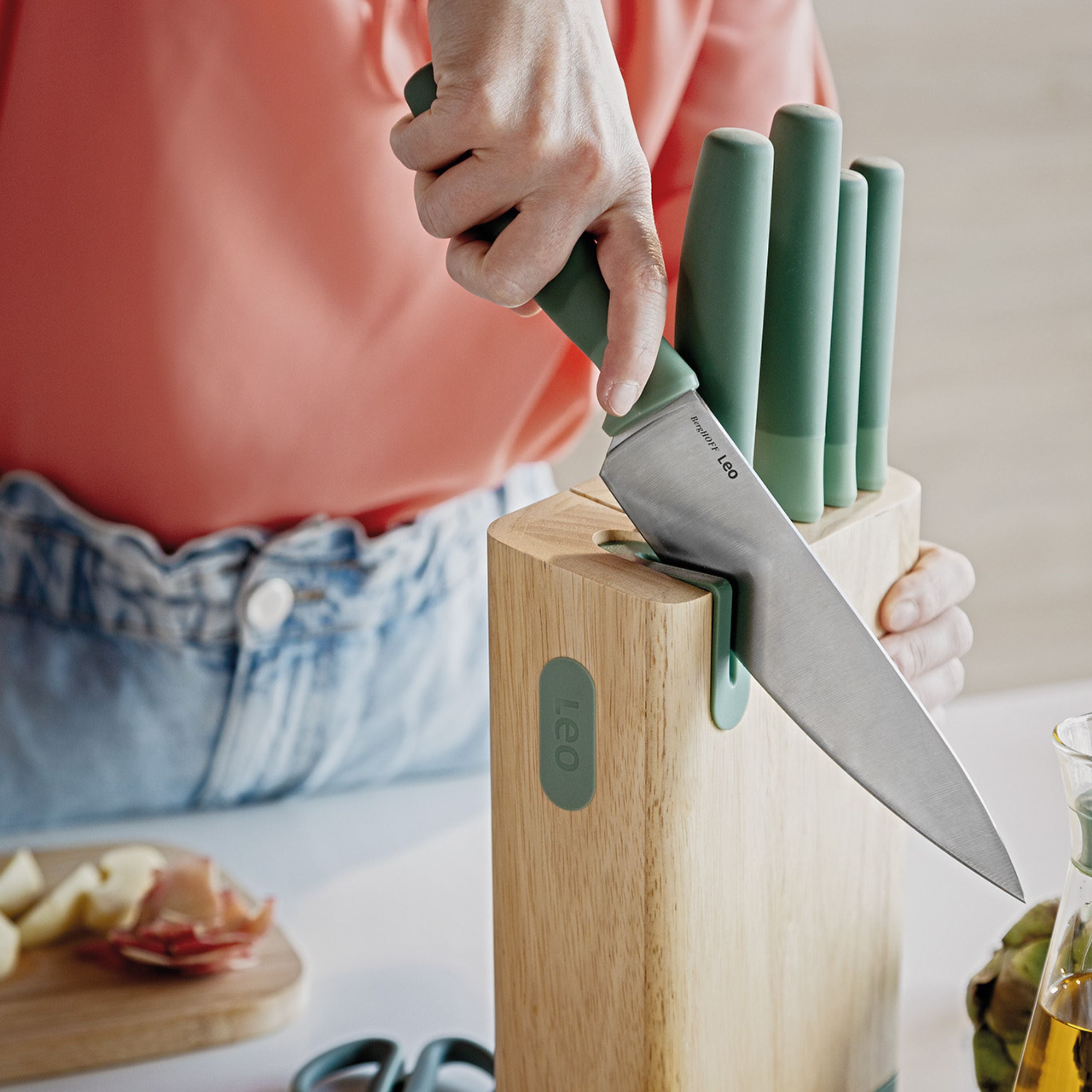 BergHOFF Leo Forest 3-Piece Stainless Steel Knife Set with Recycled Material - Premium Kitchen Cutlery for Slicing, Dicing & Chopping - Perfect for Home Chefs & Cooking Enthusiasts