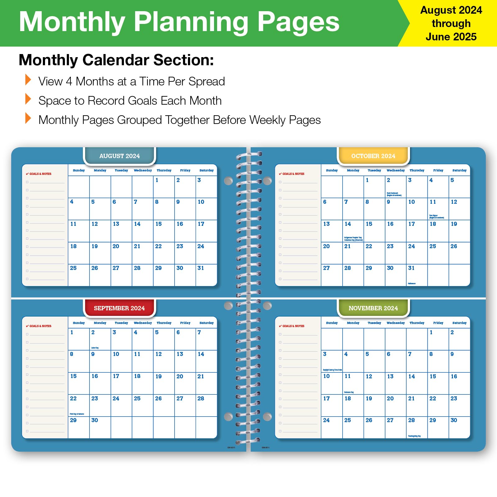2024-2025 Academic Planner for Middle & High School Students - Dated School Organizer with Ruler, Bookmark & Stickers (8.5