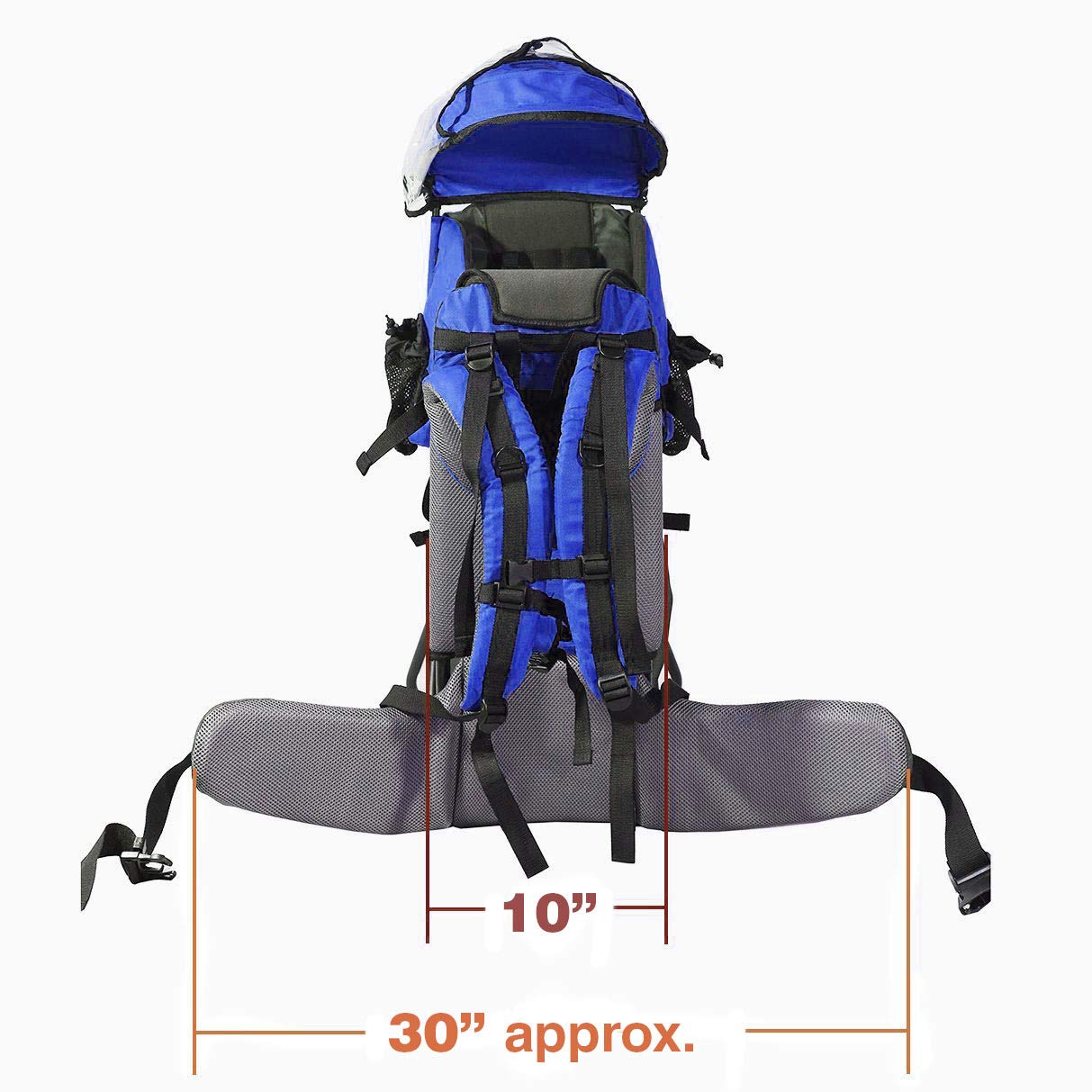 ClevrPlus Blue Cross Country Baby Backpack Carrier - Adjustable & Lightweight Toddler Hiking Backpack with Comfortable Seat, Foldable Frame & Large Capacity - Perfect for Outdoor Adventures, Hiking, Travel & Family Camping