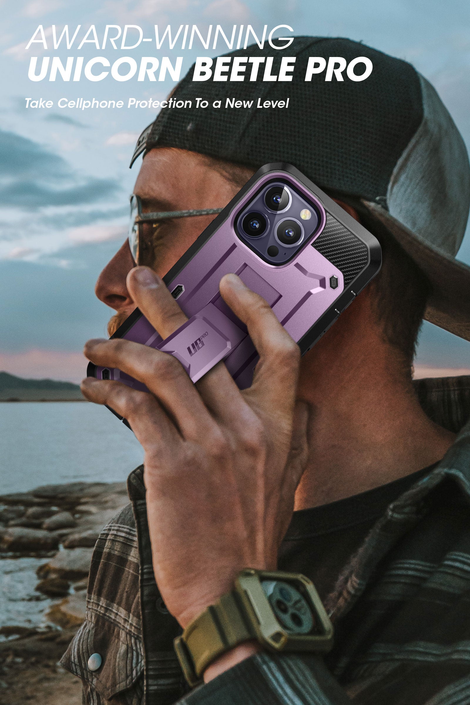 iPhone 14 Pro 6.1 Inch Unicorn Beetle Pro Rugged Case - Shockproof & Drop Protection, Deep Purple | Perfect for Outdoor Adventures, Construction Work & Extreme Sports