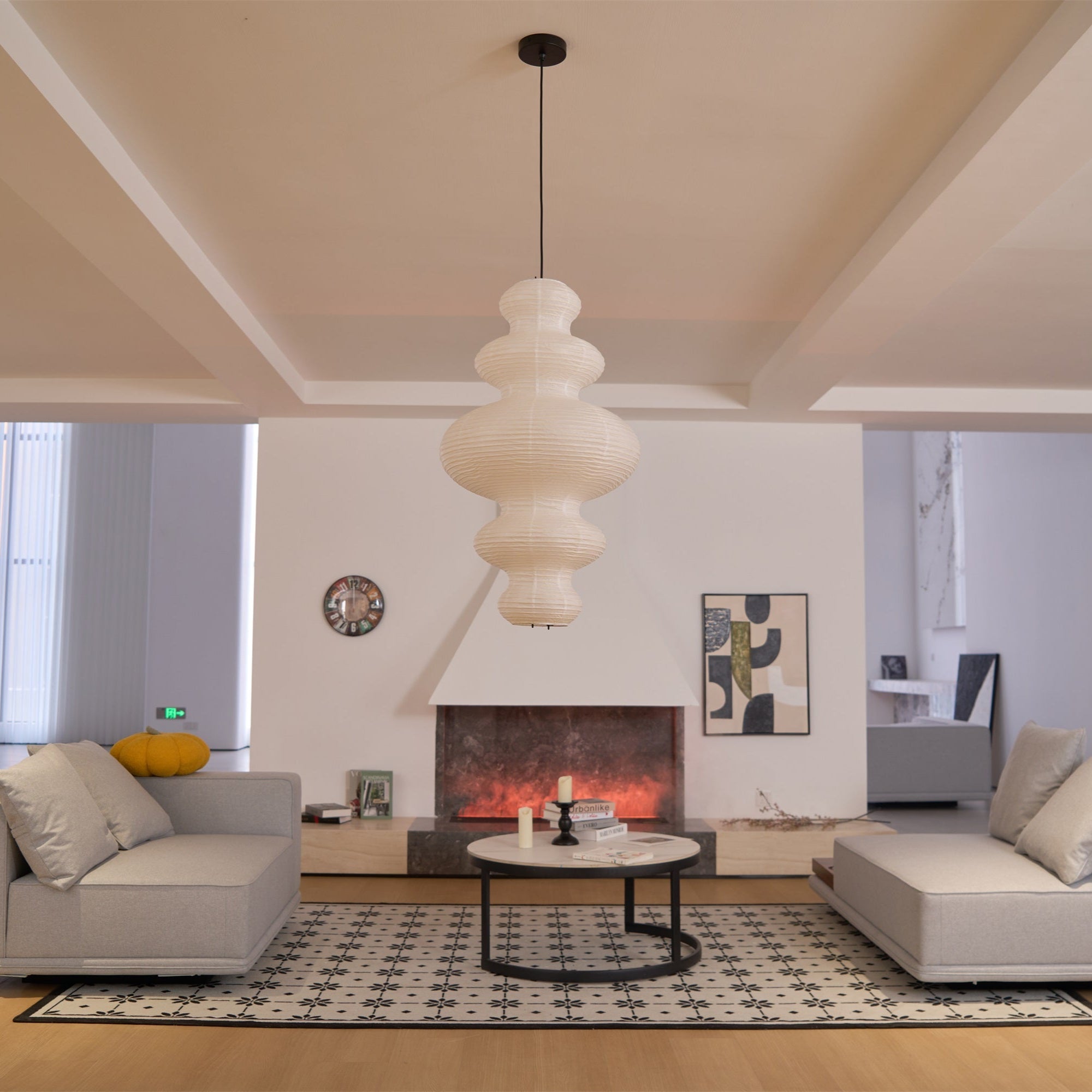Akari Juni Pendant Lamp - Modern Japanese Paper Light Fixture for Dining Room, Bedroom & Living Room Decor