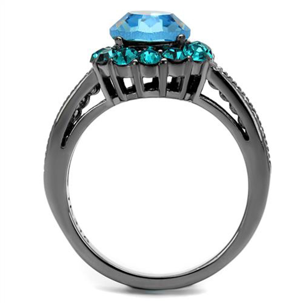 Marimor Black Stainless Steel 3.22ct Crystal Engagement Ring for Women