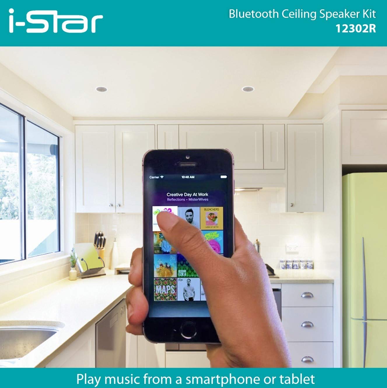 i-Star Built-in Bluetooth Ceiling Speaker Complete Kit - Wireless In-Ceiling Audio System for Home Theater, Office & Background Music
