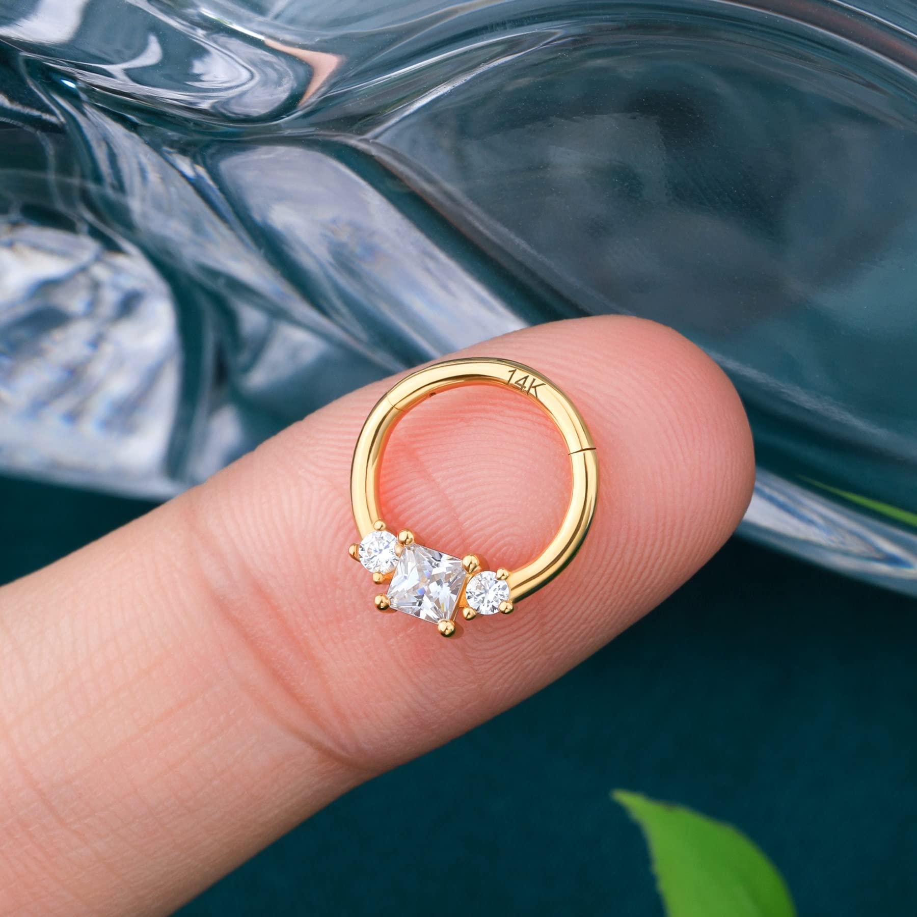 COCHARM 14K Solid Gold Septum Ring & Daith Earrings - 16G 8mm Real Yellow Gold Piercing Jewelry for Women & Men - Perfect for Everyday Wear, Parties, and Special Occasions