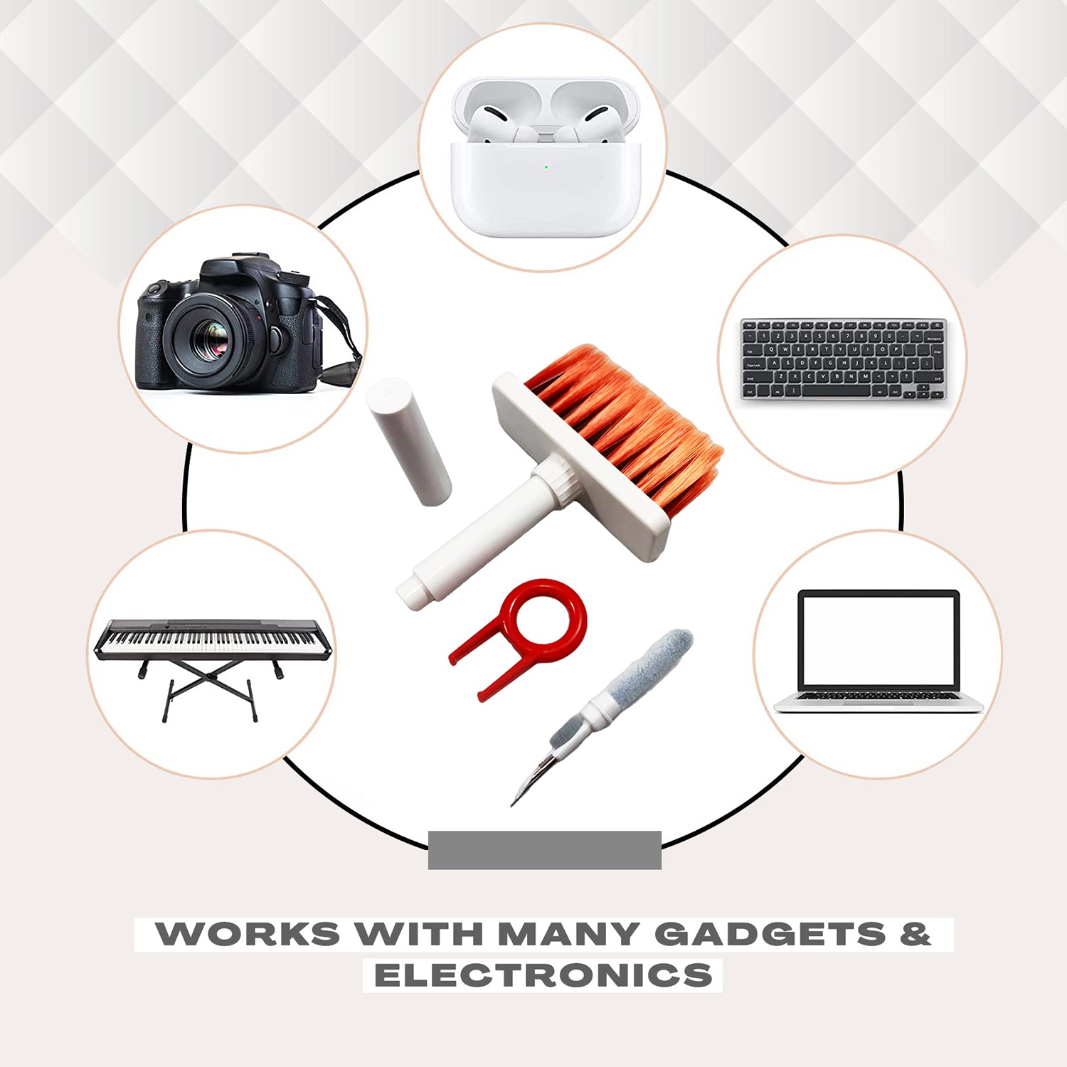 5 in 1 Laptop Keyboard Cleaner Kit - Soft Brush Cleaning Tool for Computers, Bluetooth Earbuds, Phones, Tablets & Cameras | Perfect for Office, Home & Travel Use