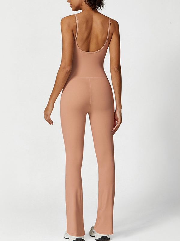 ZASUWA Women's U Neck Flare Jumpsuit - Elegant One Piece Romper for Casual Wear, Party & Night Out