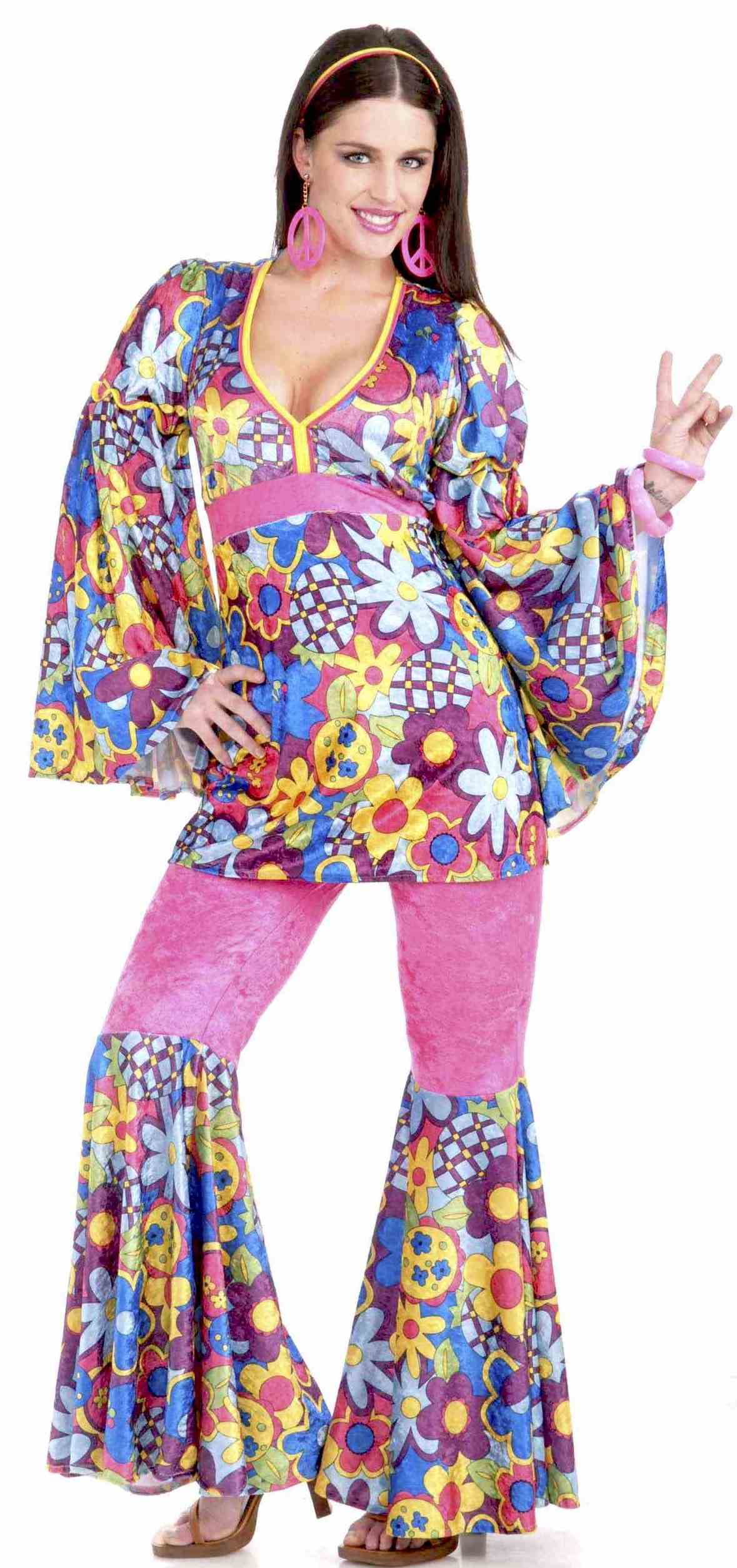 60's Hippie Costume for Women - Vintage Flower Child Go-Go Dress Outfit | Perfect for Halloween, Theme Parties & Retro Dance Performances