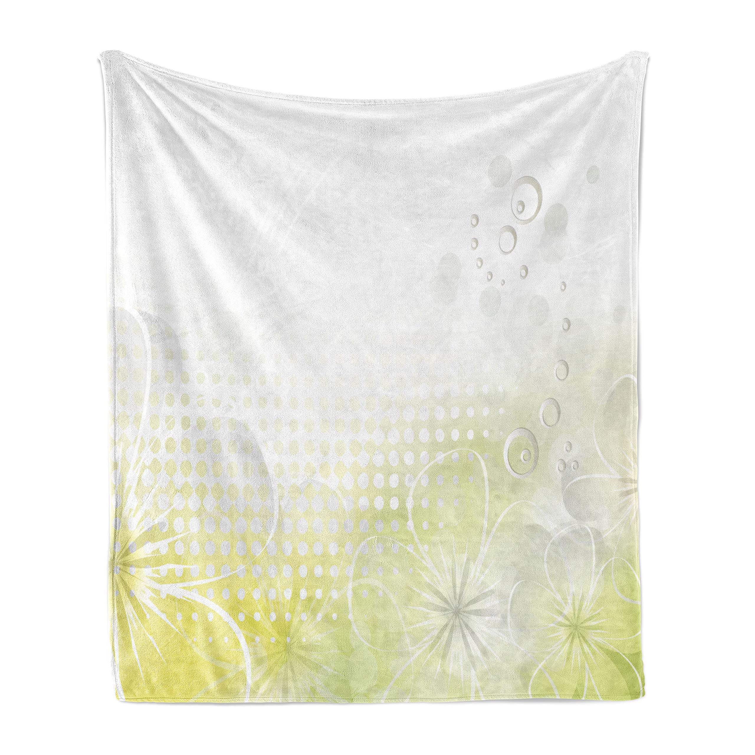 Ambesonne Grey and Yellow Flannel Fleece Throw Blanket - 70