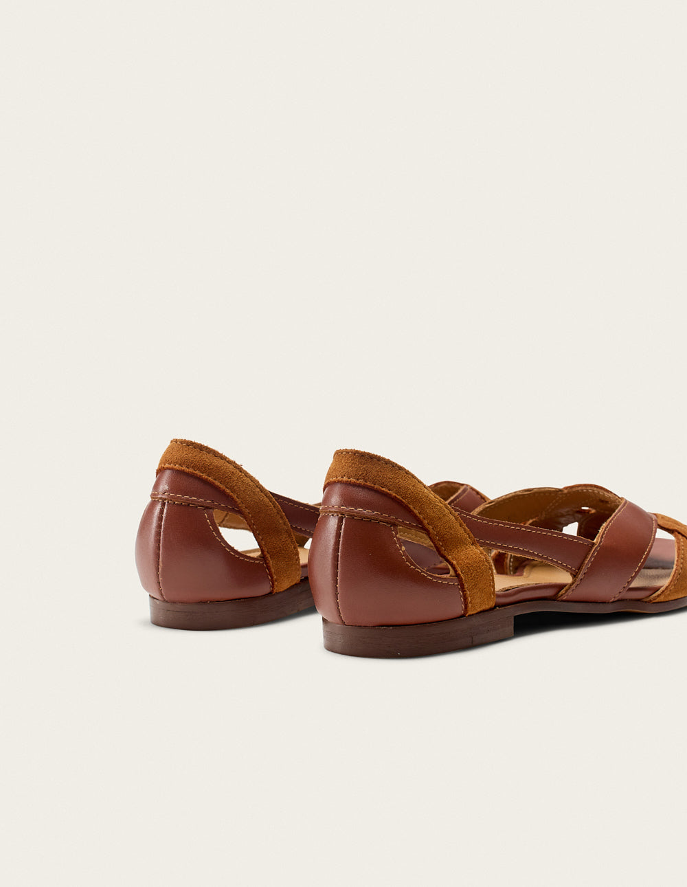 Clementine Leather and Suede Sandals in Cognac - Stylish & Comfortable Women's Sandals for Summer, Beach, and Casual Outings