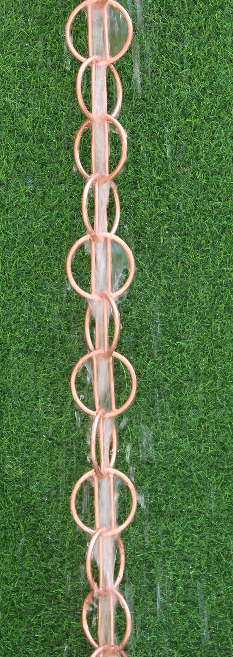 KAM Home Direct Modern Loop Rain Chain - 8.5 Feet Pure Copper Gutter Downspout Replacement with Brass Bolt Adapter | Outdoor Water Drainage Solution for Gardens, Patios & Home Decor