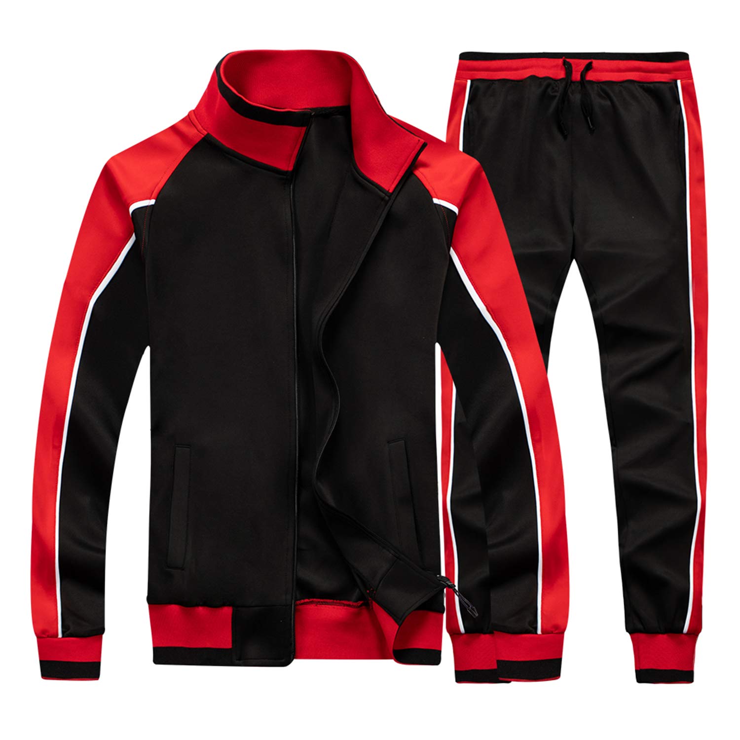 TOLOER Men's Activewear Full Zip Warm Tracksuit Set - Comfortable Sports Jogger & Hoodie Outfit for Gym, Running & Casual Wear